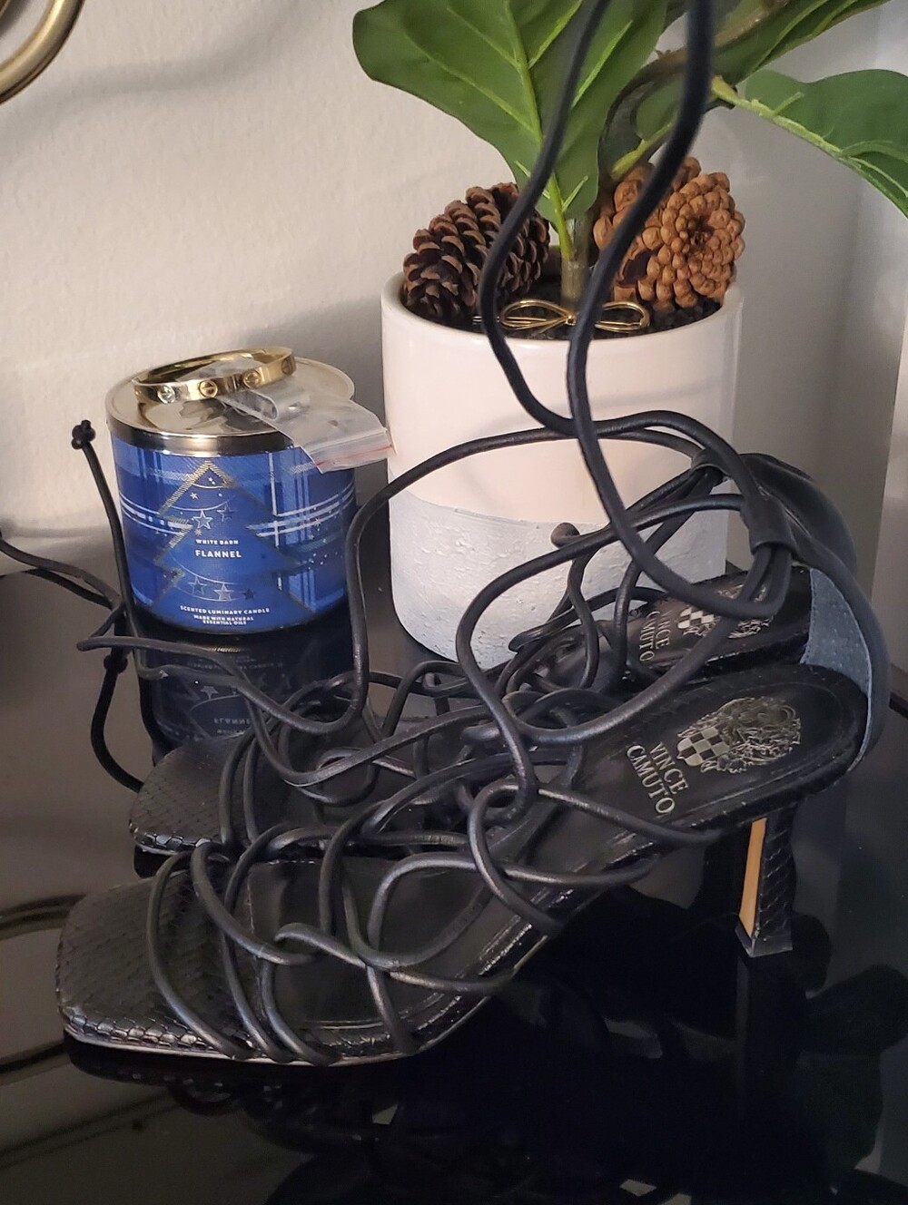 💕 Vince Camuto 💕 Black Lace-Up Strappy Heeled Sandals Size 8